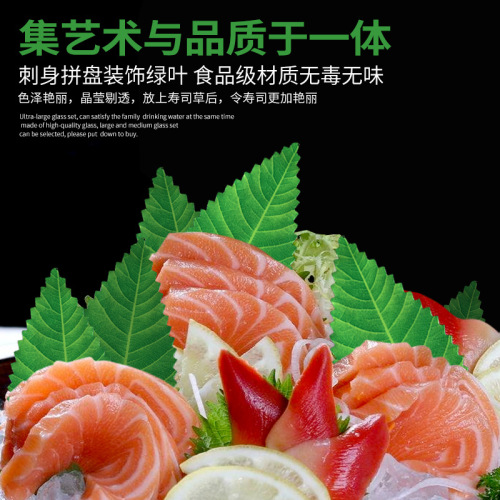 Japanese Sushi Green Leaf Cold Plate Plastic Simulation Decorative Leaves Japanese Sashimi Seafood with Leaves
