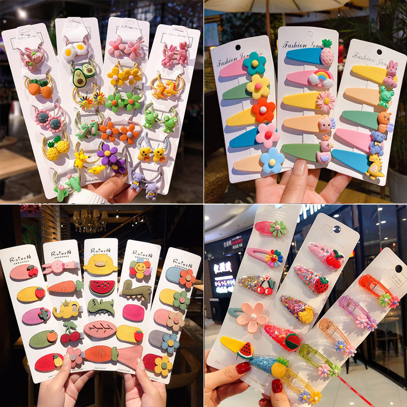 儿童卡通发夹小公主bb夹ins女孩碎发刘海夹流沙水果边夹皮筋压夹