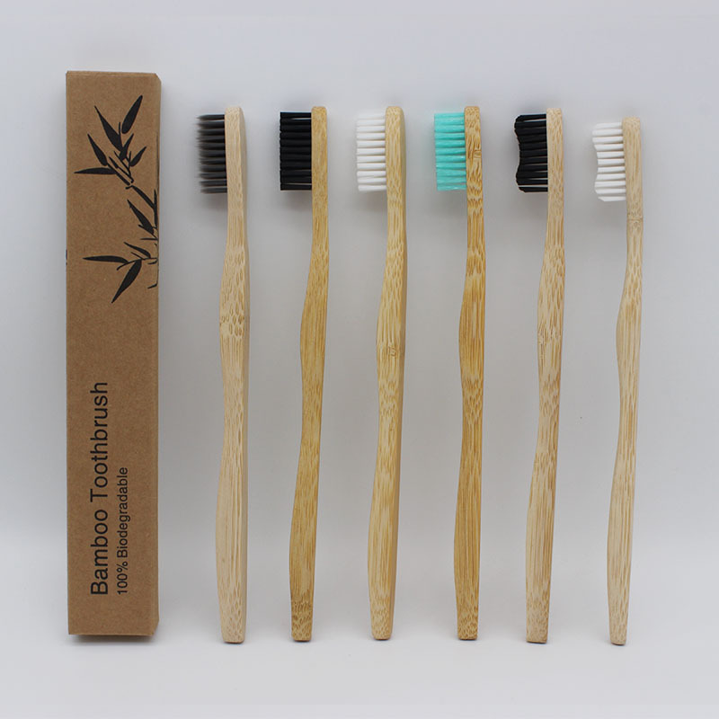 曲面柄竹牙刷三弯加厚柄刷自主生产外贸牙刷贴牌加工 厚曲柄竹刷