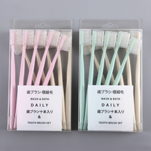 Internet Celebrity live Stream WeChat Macaron Toothbrush 10 PCs Bamboo Charcoal Soft Fur Unprinted Same Daily Necessities