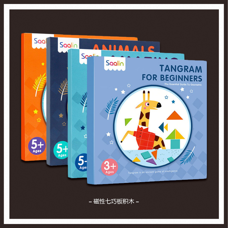 Saalin莎林磁性七巧板儿童小学生益智几何拼图块搭建积木便携玩具