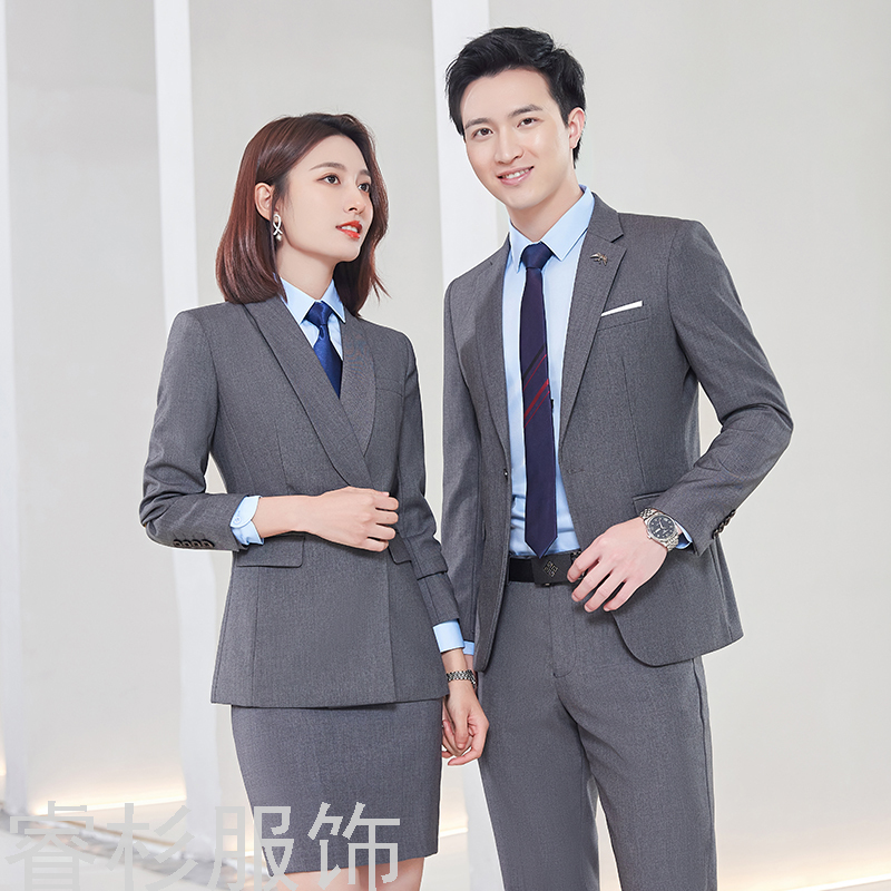 西装套装男女同款职业装修身干练商务正装西服女4S店工作服