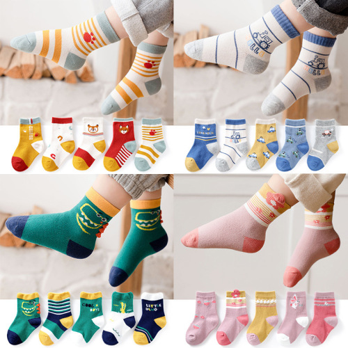 children‘s socks children‘s socks autumn and winter pure mid-calf cute korean style boy cartoon children‘s socks cotton socks baby girl socks spring and autumn
