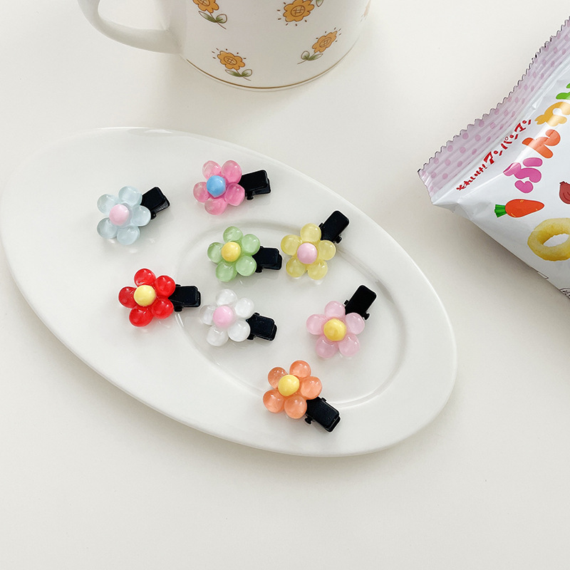 2021新款韩版可爱彩色花朵小发夹甜美ins刘海夹卡通糖果色抓夹
