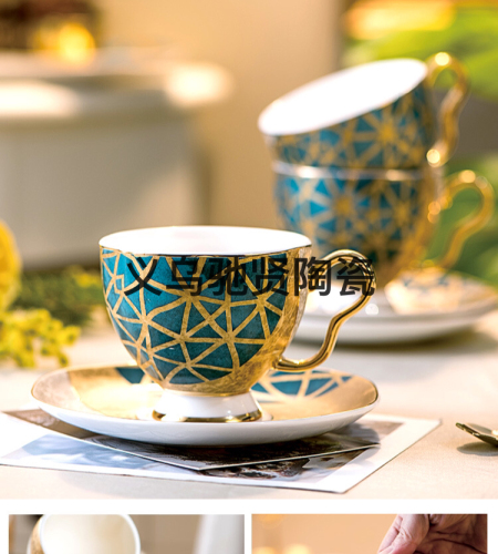 High Bone China Cup and Saucer Ceramic Coffee Cup and Saucer cup Gift Daily Necessities Tableware Gift Box Set Window Meaning