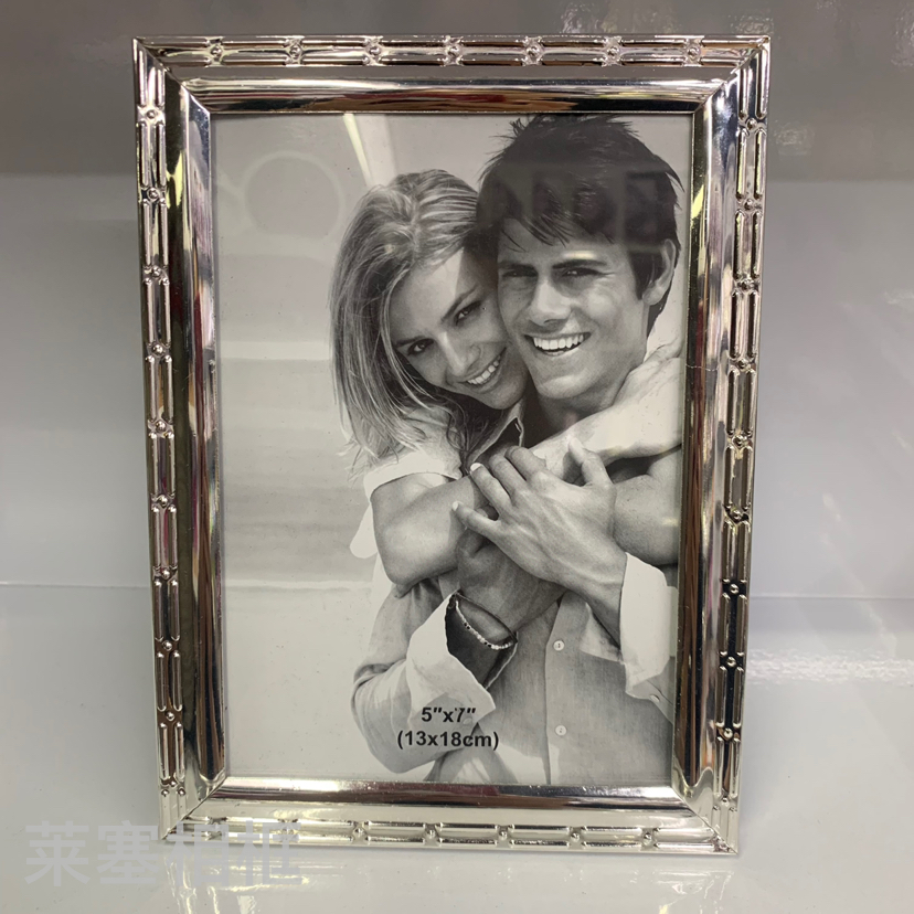 竹节铁电镀银色玻璃创意照片家居客厅装饰礼物工艺品金属相框