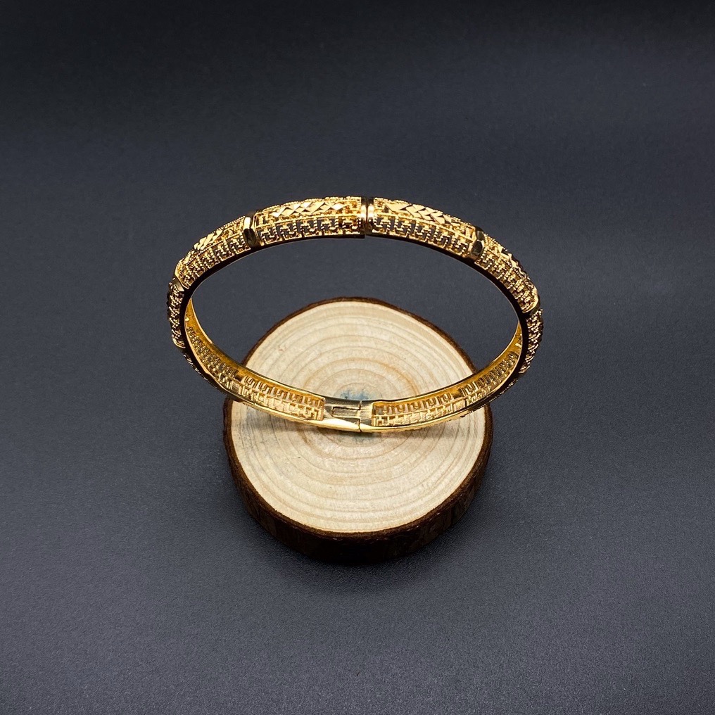 沙金开口镂空手镯达意饰品厂中东沙特外贸香槟色电镀24k真金电镀