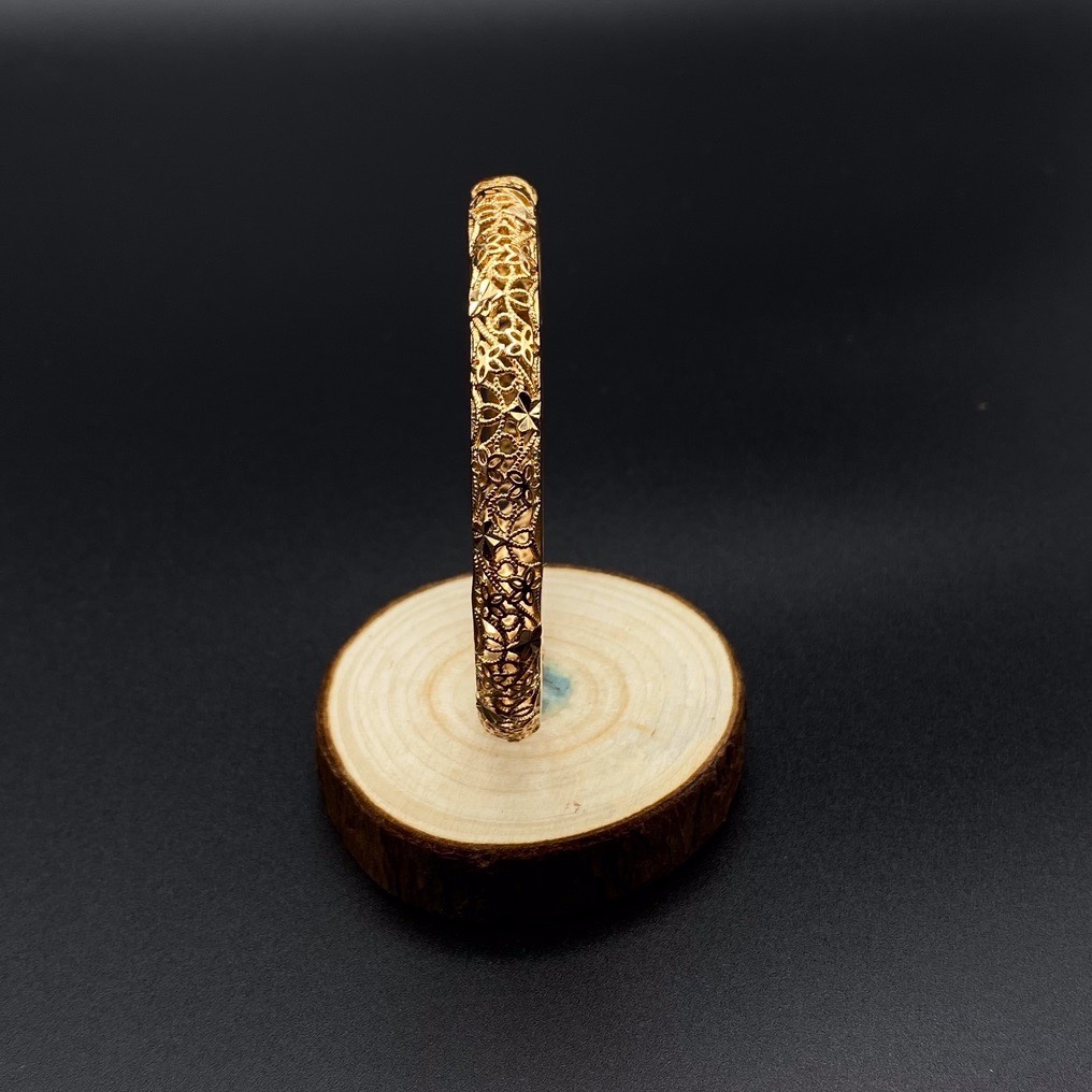 沙金开口镂空手镯达意饰品厂中东沙特外贸香槟色电镀24k真金电镀