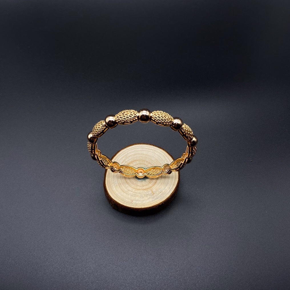 沙金开口镂空手镯达意饰品厂中东沙特外贸香槟色电镀24k真金电镀