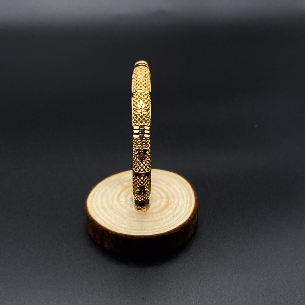 沙金开口镂空手镯达意饰品厂中东沙特外贸香槟色电镀24k真金电镀