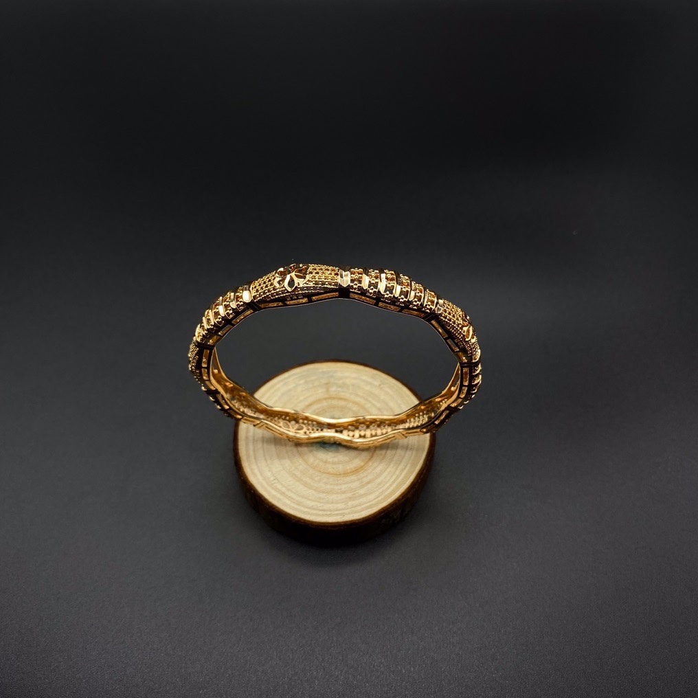 沙金开口镂空手镯达意饰品厂中东沙特外贸香槟色电镀24k真金电镀