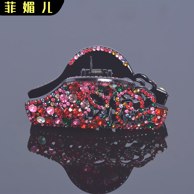 批发抓夹韩国网红镶钻复古优雅水钻后脑勺盘发夹鲨鱼夹发饰头饰