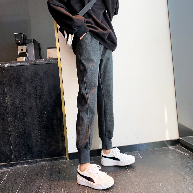 运动裤女秋冬新款潮宽松束脚学生哈伦裤松紧腰头显瘦少女休闲卫裤