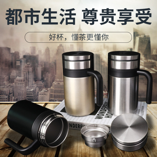 new business office cup with handle mug filter screen tea cup 304 stainless steel thermos cup