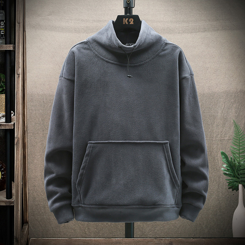 高品质冬季羊羔绒加厚款立领男式卫衣男装日系男士宽松潮牌男装