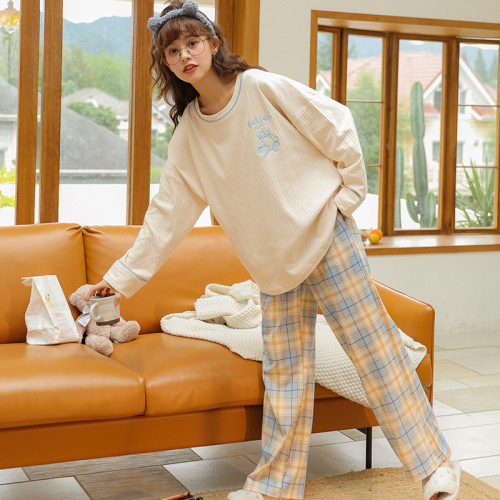 pajamas women‘s spring and autumn long-sleeved cotton suit 2021 new student ins style autumn and winter loose home wear
