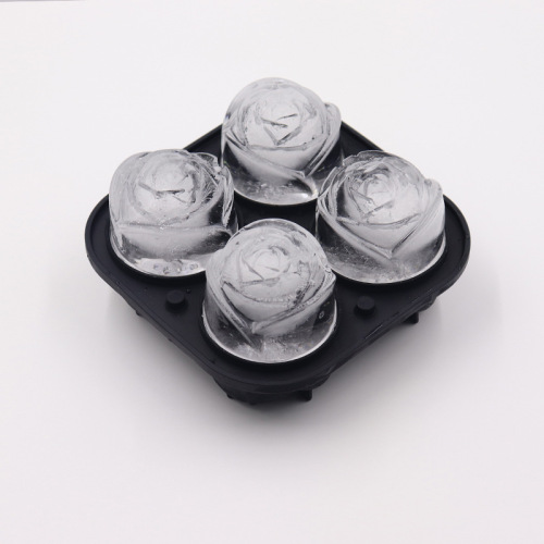 Rose Ice Cube Mold Whiskey Silicone Ice Box Maker Funnel Integrated 4-Piece Ice Box