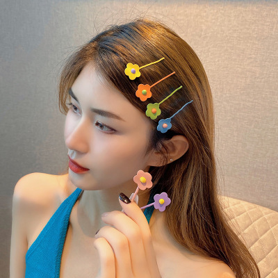 Simple Word Clip Flower Personality Barrettes Female Summer Fashion Design Sense Hair Accessories Temperament Side Clip Headdress Female