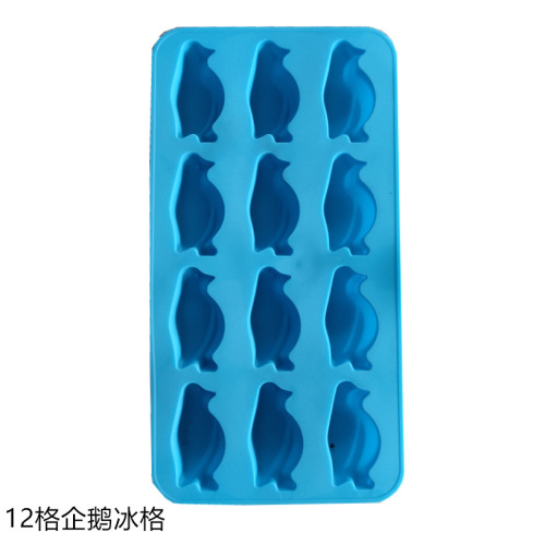 factory direct supply 12-grid penguin-shaped silicone ice tray penguin-shaped tpr plastic ice tray ice maker