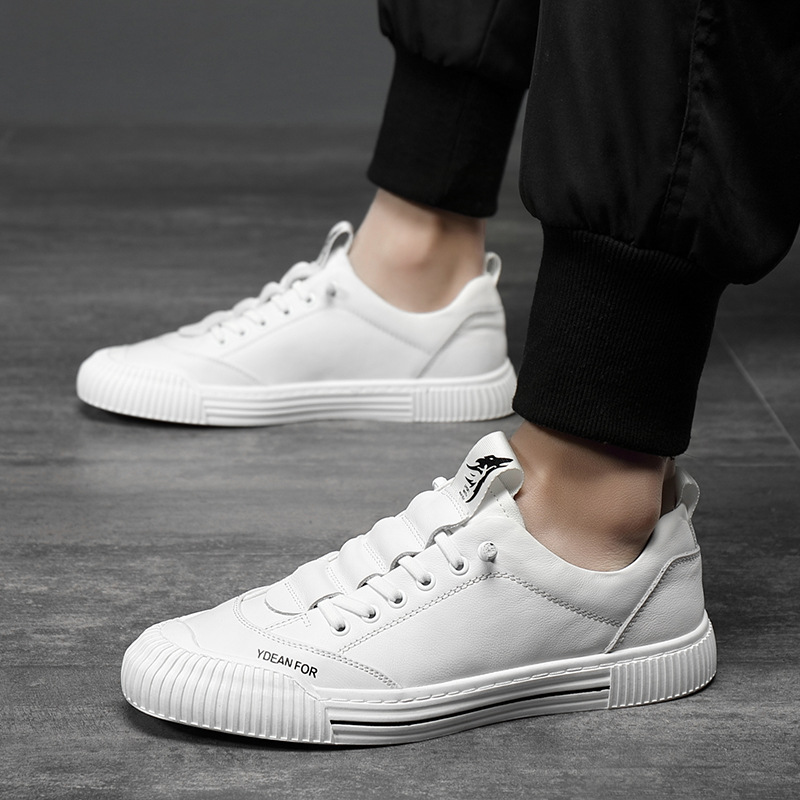 202春季新款男鞋真皮休闲百搭鞋子男士板鞋韩版潮流低帮小白鞋男