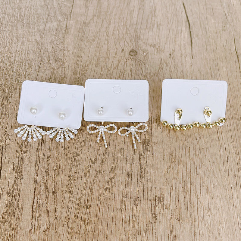 耳环设计ins风银针珍珠耳钉前后款蝴蝶结简约精致金属酷冷淡风女