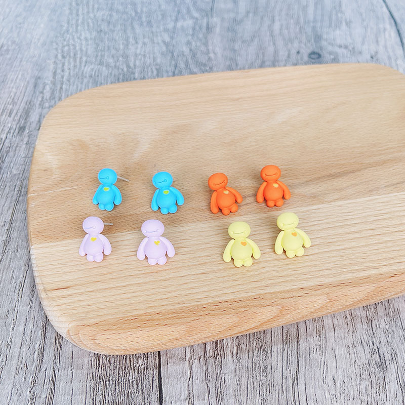 外星人耳钉耳饰简约小人物银针日韩ins银针设计可爱甜美童话卡通