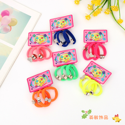 New Creative Sweet Colorful Cartoon Love Five-Pointed Star Bow Seamless Rubber Band Hair Accessories Factory Wholesale