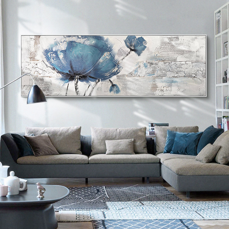 纯手绘油画客厅古典装饰画沙发背景墙挂画大幅横版新中式卧室壁画