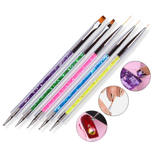 Double-Headed Spot Drill Line Drawing Pen Sequined 5-Piece Set Fluoresent Marker