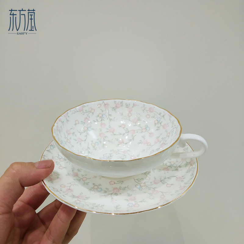 陶瓷杯碟咖啡杯碟骨瓷杯碟荷口杯碟花边杯碟欧式田园风礼品杯碟