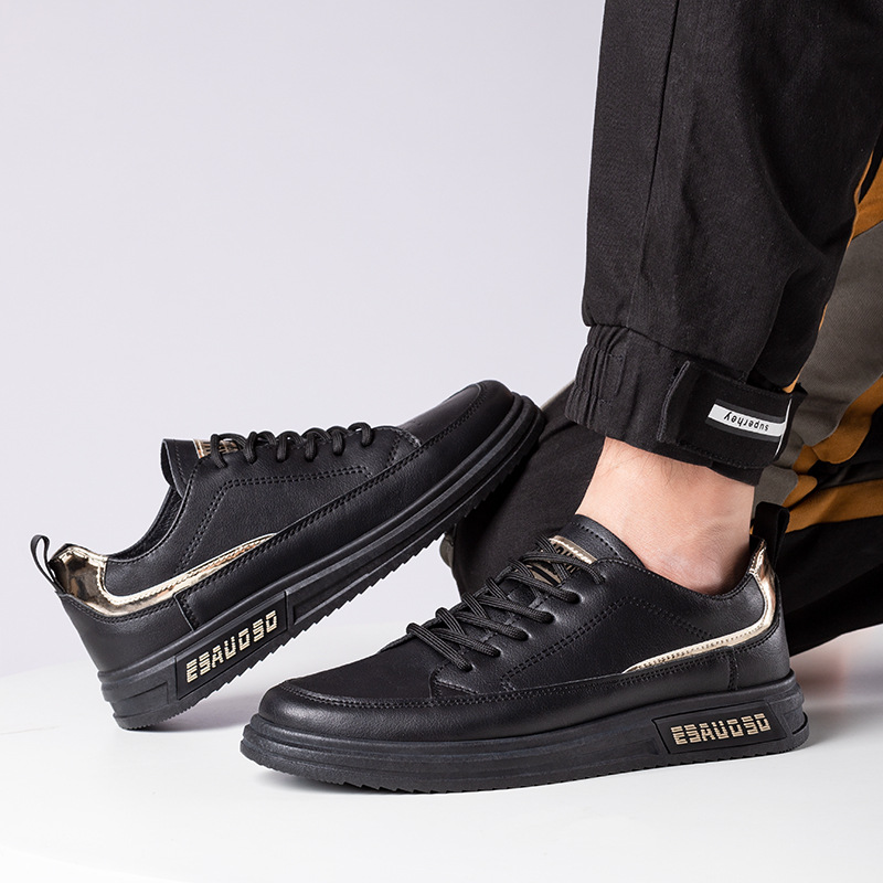 板鞋男鞋秋季202年新款潮鞋休闲鞋百搭小黑鞋潮流时尚舒适运动鞋