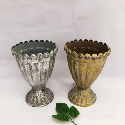Spot Simple Retro New Lace Large and Small Iron Trophy Vase Artificial Flower Dried Flower Decorative Household Vases