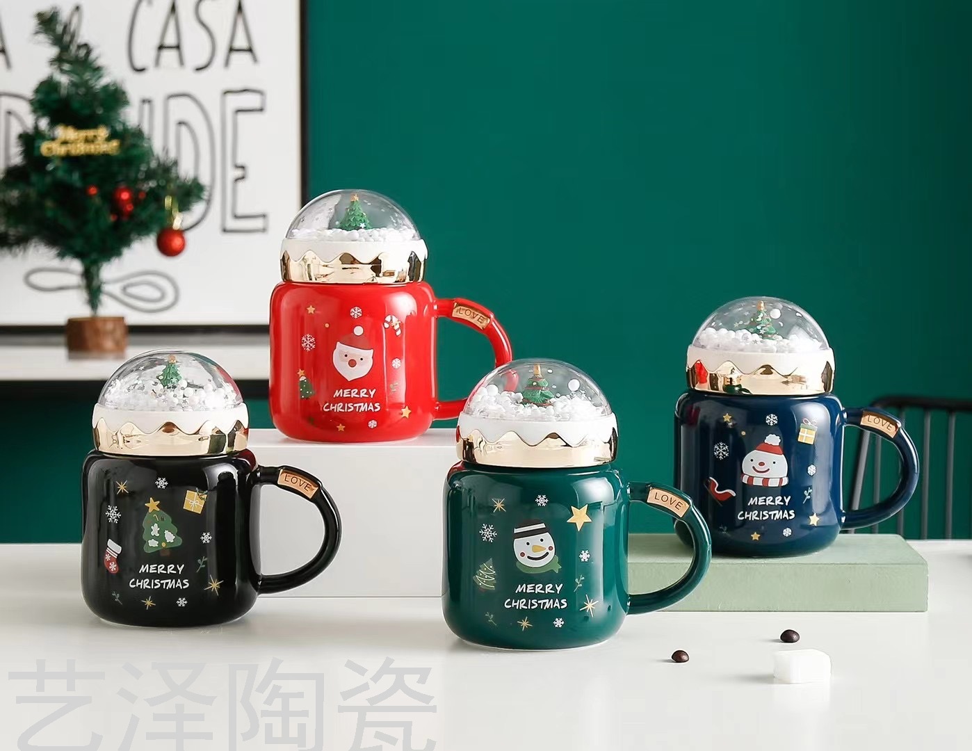 景观杯圣诞节杯子礼品杯圣诞老人水杯子创意马克杯咖啡杯保温杯