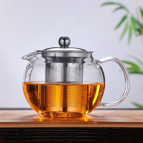 borosilicate glass flower teapot stainless steel filter teapot household transparent apple teapot kung fu tea set