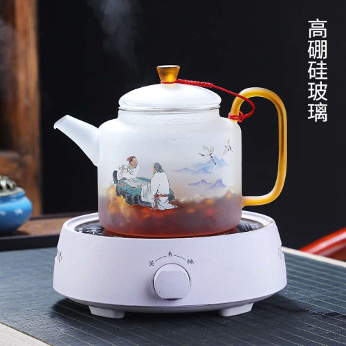 Frosted Glass Teapot Large Capacity Borosilicate Glass Cooking Dual Purpose Pot Electric Ceramic Furnace Heating Tea Cooker