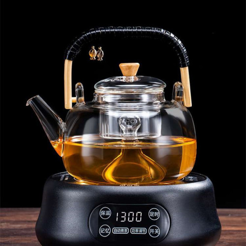 office glass flower teapot bamboo handle beam pot borosilicate glass household electric ceramic stove teapot teapot teapot