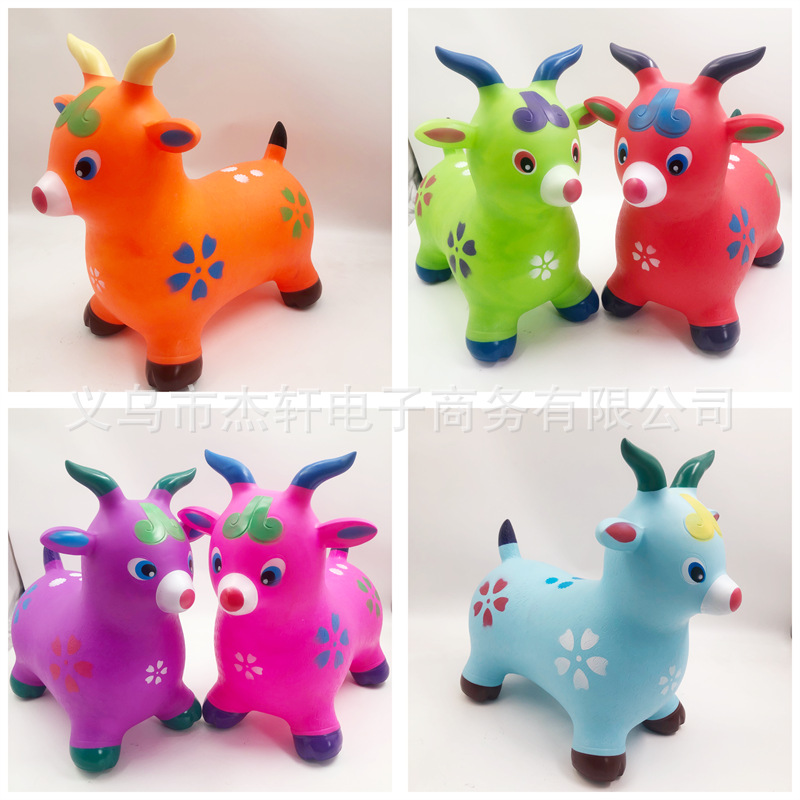 新款音乐山鹿彩绘跳跳马充气玩具儿童坐骑皮马地摊批发加大加厚