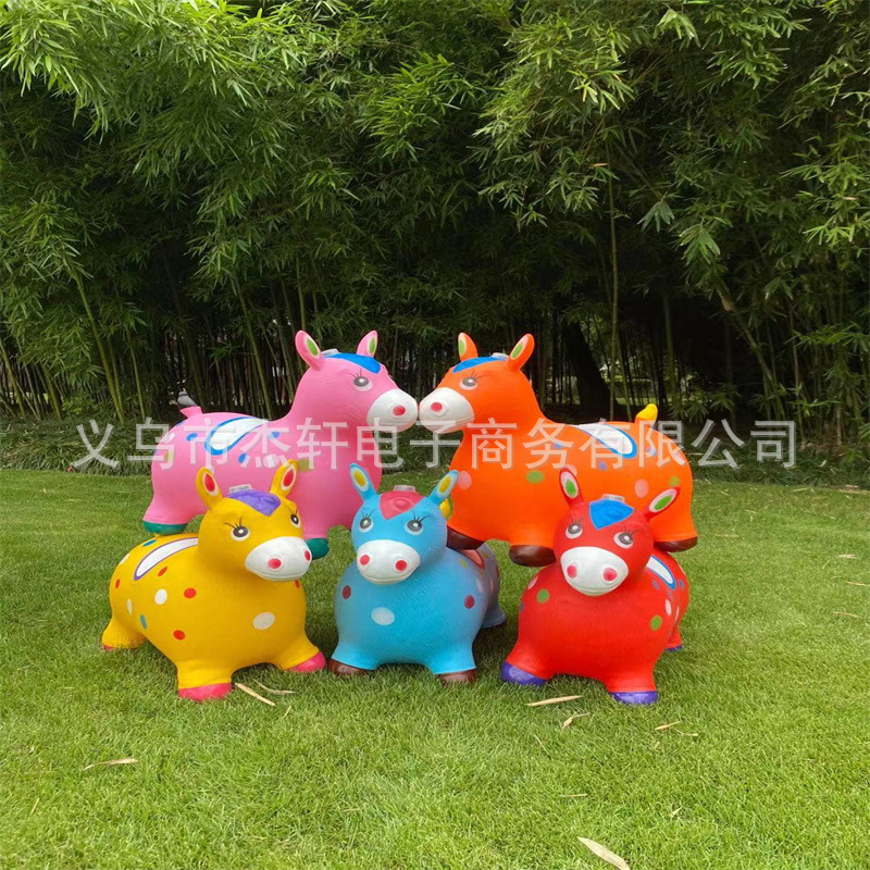 全新料音乐马彩绘跳跳马充气玩具儿童坐骑皮马地摊批发加大加厚