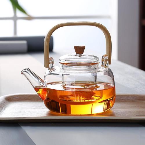 bamboo handle beam flower teapot borosilicate glass tea maker household large capacity teapot electric ceramic stove kettle