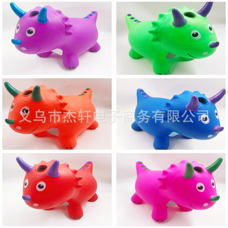 全新料新款彩绘音乐恐龙PVC充气跳跳马加厚儿童皮马儿童坐骑玩具