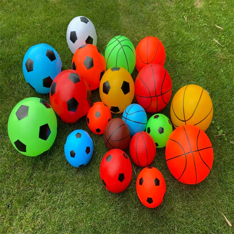 小号PVC足球篮球幼儿园运动儿童充气玩具球拍拍球彩虹球地摊热卖