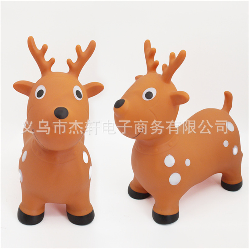 新款圣诞鹿彩绘跳跳马充气玩具儿童坐骑皮马地摊批发加大加厚