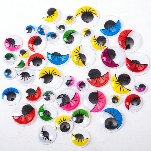 colorful movable eyes with adhesive children‘s creative handmade diy material with eyelash eye beads patch accessories