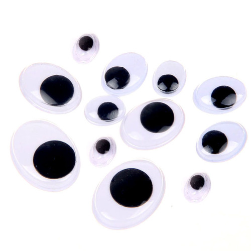 Toy Accessories Black and White Color Kindergarten Handmade DIY Art Material Oval Movable Eye Strap Adhesive