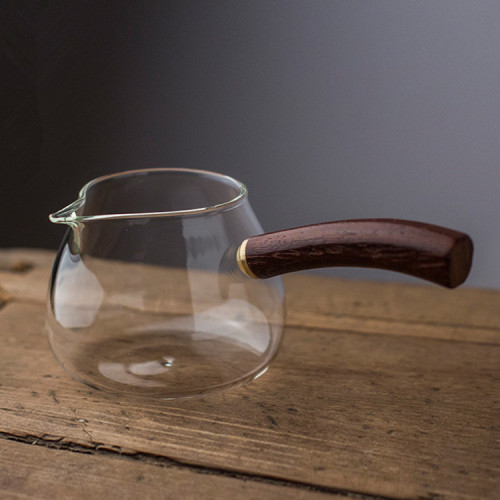 high borosilicate glass fair cup side wooden handle glass male cup office tea seafood tea maker transparent glass uniform cup