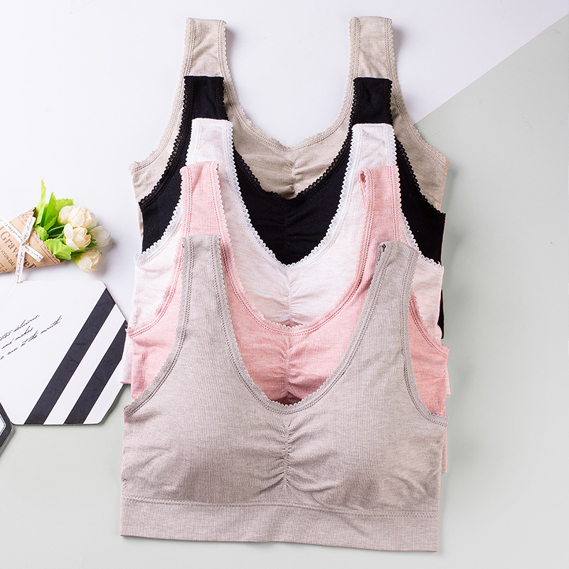 无缝棉柔立体聚拢双肩带大u背心乳胶杯裹胸运动瑜伽内衣