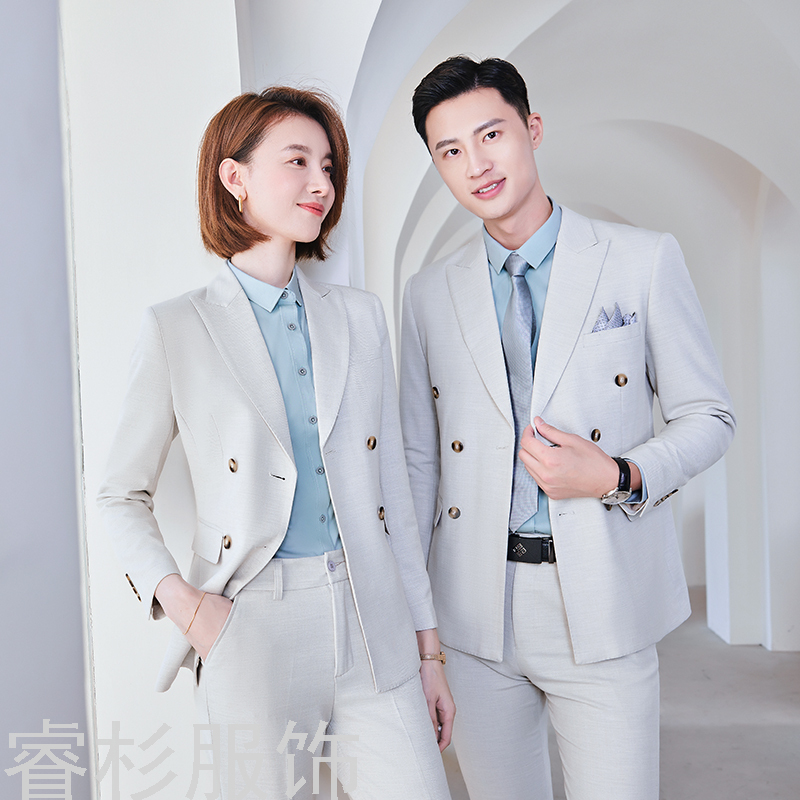 新款高端韩版时尚西装双排扣西服外套男女同款修身气质职业装