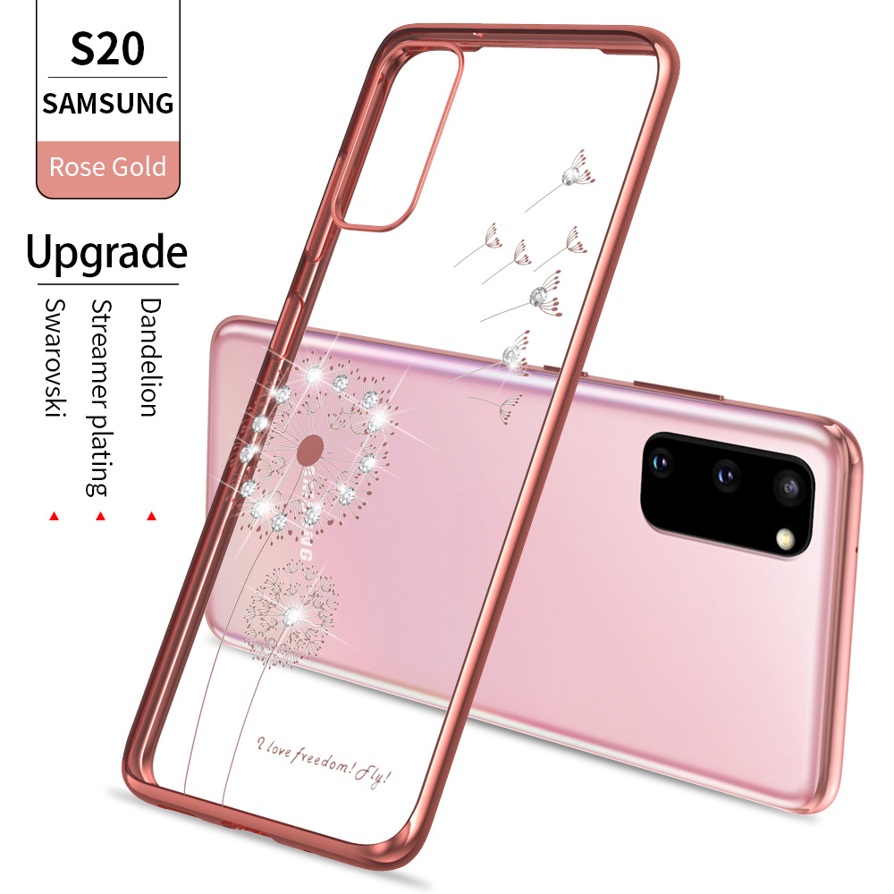 适用s20 fe电镀手机壳 新款S20 Ultra蒲公英软壳三星note20保护套
