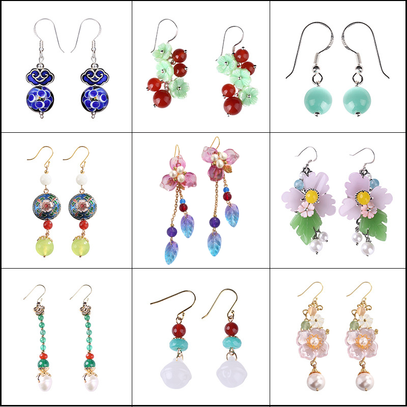 民族风耳环复古耳坠古典耳钩百搭气质女子耳饰品清仓