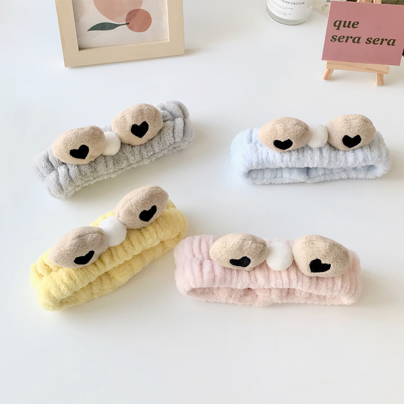 2021新款韩版可爱大眼毛球洗脸发带敷面膜化妆卡通简约网红发饰